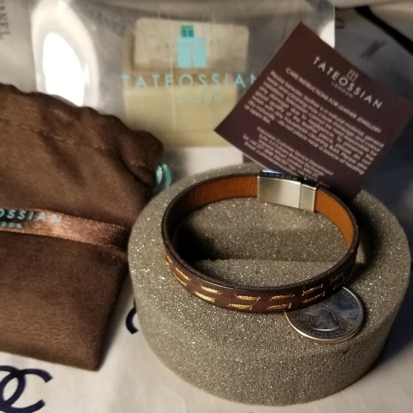 Host Pick! New TATEOSSIAN Men's Leather Steel Bracelet - Picture 5 of 7